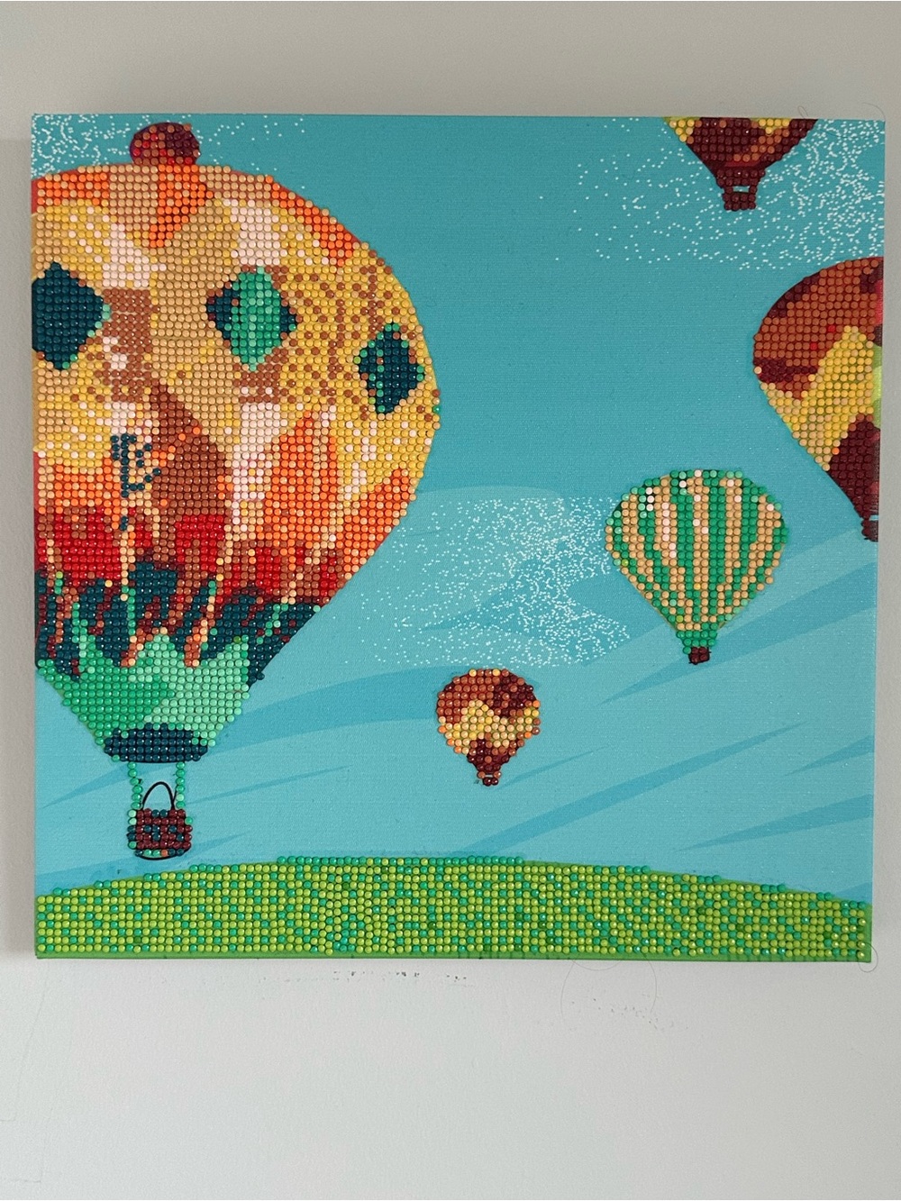 Complete Turquoise Hot Air Balloon Wall Art with Multicolor Bead Accents || 12x1
